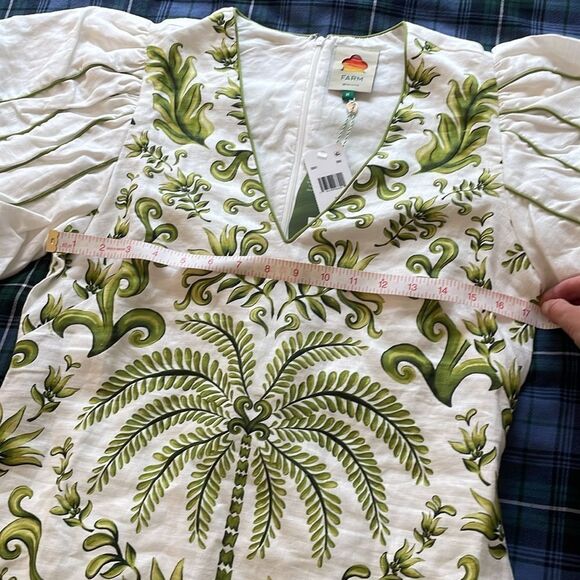 NWT FARM Rio Milani Off White Linen Mini Dress Women Size M - Picture 16 of 16